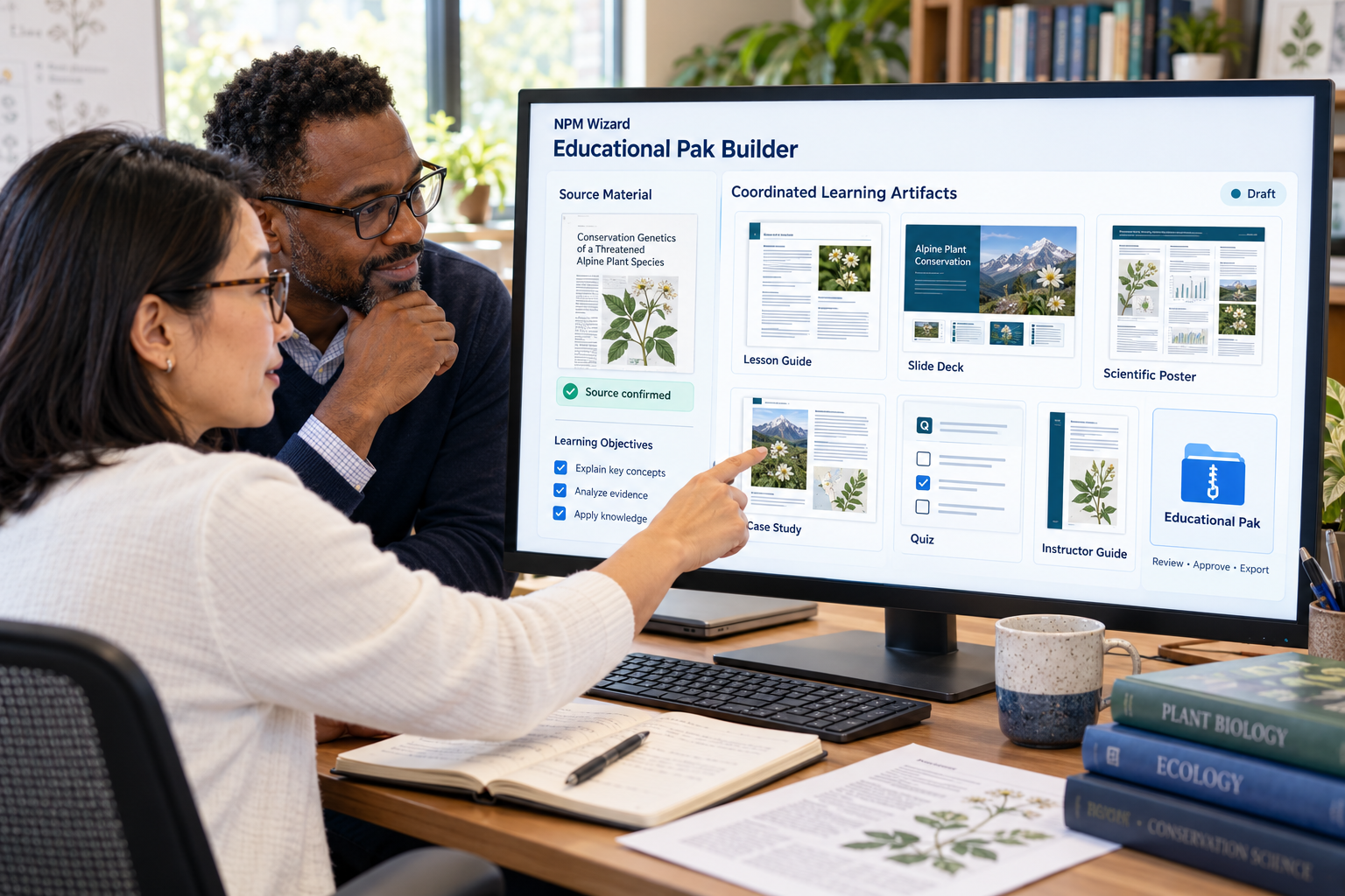 Educational Pak Builder: from confirmed source material to coordinated learning artifacts